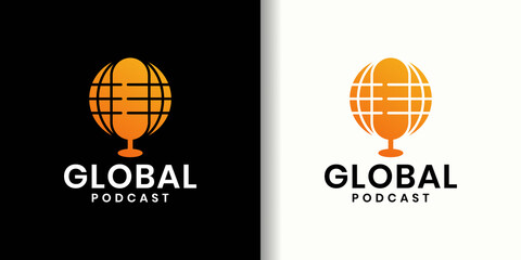 orange Global podcast logo design template