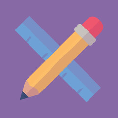 Pencil and ruler icon, vector and glyph