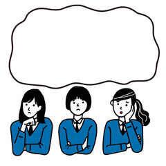 悩んでいる女子学生のベクターイラスト