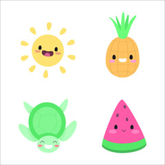 Kawaii cute cartoon summer character
