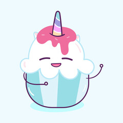 Cute Unicorn themed cake Vector