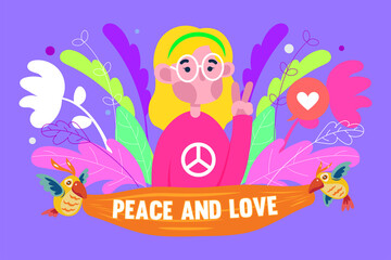 peaceful woman vector with leaves