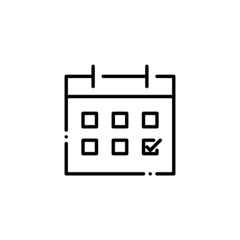 Calendar with a date marked. Planned event or deadline alert. Pixel perfect, editable stroke icon