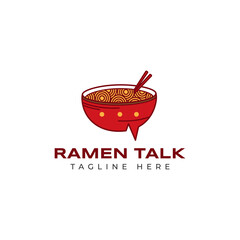 ramen talk chat bubble bowl logo vector icon illustration isolated on white background