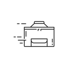 Chinese takeout box with Asian food flat vector apps and websites thin line icon. Vector paper lunch package, fastfood delivery, shipping services fast online order. Grocery and pastry food deliver