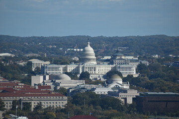 Fototapeta na wymiar Washington, DC, USA - October 27, 2021: Aerial View of the U.S. Capitol Viewed from a Skyscraper in Arlington, Virginia, on a Bright, Clear Fall Day