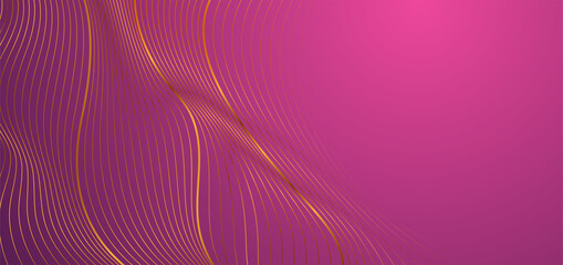 Golden curved wavy lines abstract luxury background. Vector design