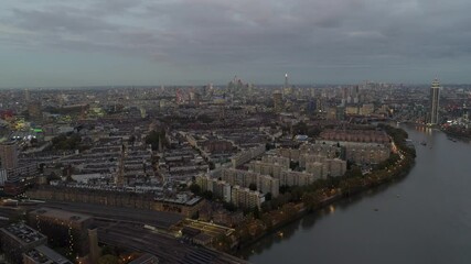 Aerials North London Near Wembley Stadium, London, England, Suburban Area Sunset Heavy traffic Near M1 Intersection
