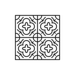 Azulejo floor tile isolated abstract geometric background. Vector mediterranean pattern, portuguese floor tiles azulejo design, cement talavera mosaic, oriental ethnic patchwork, portugal ornament