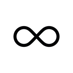 Infinity sign. Vector mathematical symbol representing the concept of infinity. Isolated icon on white background.