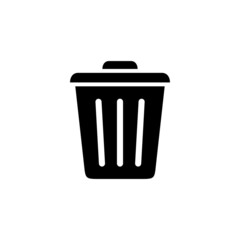 Trashcan bin, delete. Trash bin pictogram. Raster basket icon. Isolated symbol on white background.