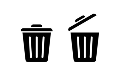 Trashcan bin, delete. Trash bin pictogram. Raster basket icon. Isolated symbol on white background.