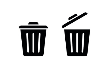 Trashcan bin, delete. Trash bin pictogram. Vector basket icon. Isolated symbol on white background.