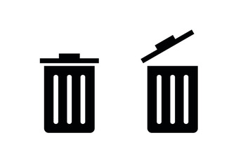 Trashcan bin, delete. Trash bin pictogram. Vector basket icon. Isolated symbol on white background.