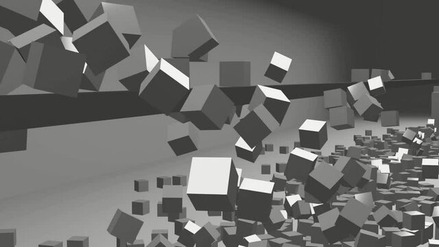 row of cubes collapsed by tube that travels nonstop