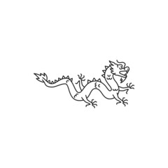 Dragon chinese beast isolated thin line icon. Vector zodiac symbol,horoscope animal Lunar New Year dragon, astrology theme. Oriental CNY spring festival Year of the Dragon, karate sport emblem