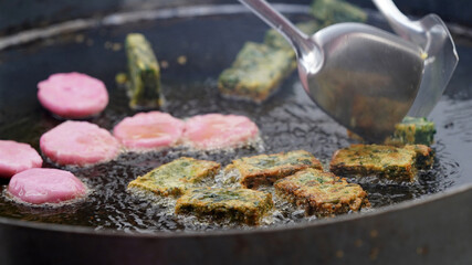 The selective focus of Fried Chinese Chives.