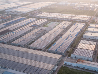 solar panels on factory rooftop