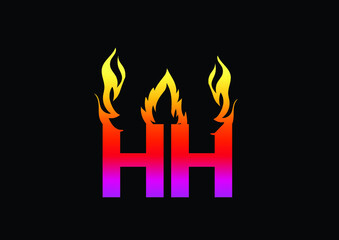 Fire HH Letter Logo And Icon Design Template