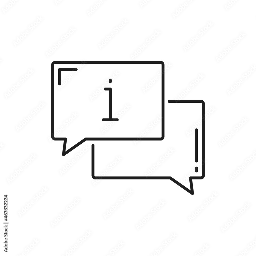 Poster information chat bubble isolated thin line icon. vector info render, fax or help note, speech notice