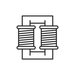 Electrical circuitry two coils connected parallel isolated outline icon. Vector connection of quadrifilar coil options, electrical conductors connection, electrical transformer thin line sign