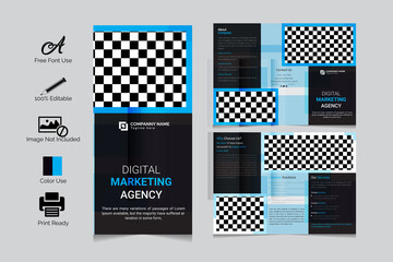 Digital marketing agency trifold brochure design template