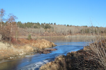 Whitemud Creek Flowing Into The River, Whitemud Park, Edmonton, Alberta