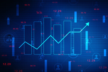 2d rendering Stock market online business concept. business Graph 