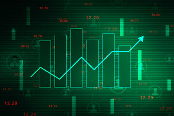 2d rendering Stock market online business concept. business Graph 