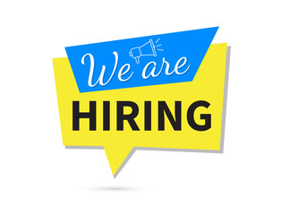 We are hiring speech bubble. Human resources and recruitment. Vector illustration.