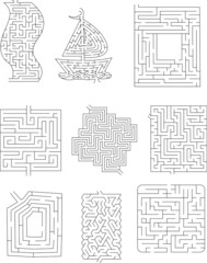 Children illustration, maze collection, children activities 