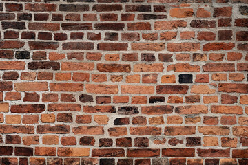 Empty old black red brick wall texture background from Sweden. copy space