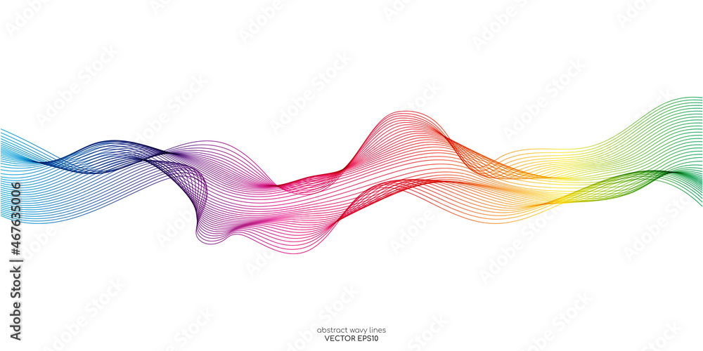 Aufkleber Vector wave lines flowing dynamic in colorful isolated on white background for concept of AI technology, digital, communication, science, music