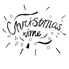 Handwritten lettering Christmas time. Black lettering.