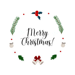 Christmas Frame with Symbols isolated on white. Vector Illustration.