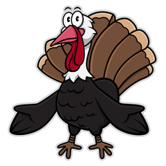 Cartoon illustration of Turkey Bird standing and greeting, best for mascot and logo with thanksgiving themes