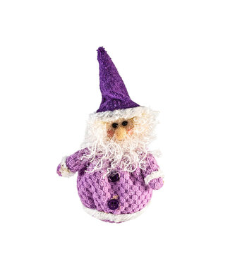Christmas bauble, lilac dwarf, gnome isolated on white background