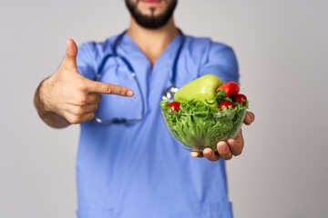 Male nutritionist vegetables healthy food treatment hospital