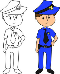 Children illustration about occupation, policeman