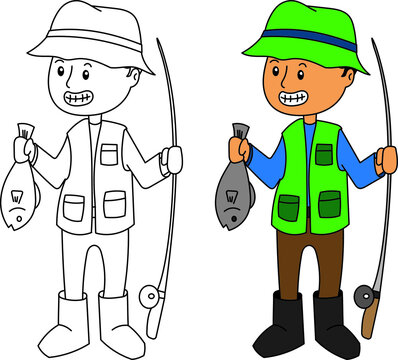 Children illustration about occupation , fisherman 
