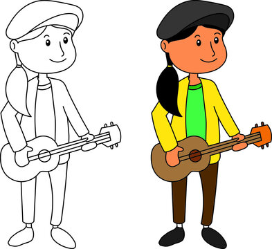 Children illustration about occupation , musician 