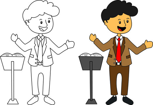 Children illustration about occupation , lecturer, teaching, lecturing 