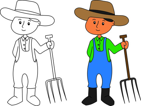 Children illustration about occupation , farmer