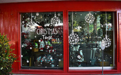 Window of a store with christmas decoration