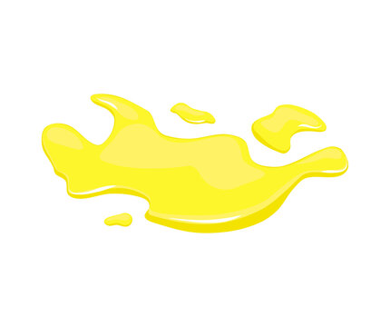 Juice. Yellow Liquid Spill. Puddle Of Vegetable Oil. Vector Cartoon Illustration