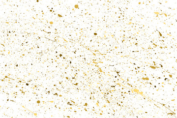 Abstract Splashes Gold Isolated on White. Golden Glitter Texture. Amber Particles Color. Celebratory Background. Design Element. Digitally Generated Image. Vector Illustration, EPS 10.