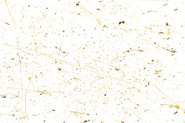 Abstract Splashes Gold Isolated on White. Golden Glitter Texture. Amber Particles Color. Celebratory Background. Design Element. Digitally Generated Image. Vector Illustration, EPS 10.