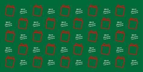 Seamless Christmas pattern with snowman,christmas bells,gift boxes,christmas tree.Green background . Abstract  backgrounds design. Vector illustration.Merry Christmas Corporate Holiday cards