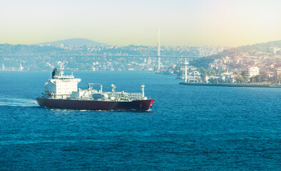 Cargo ship in Bosphorus, Turkey.
