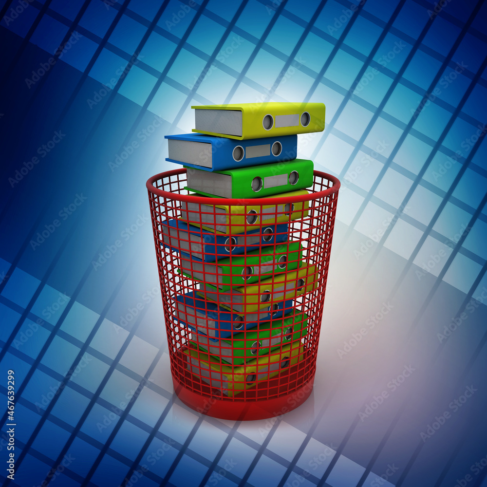 Poster 3d rendering office document binder with bin